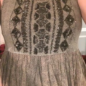 Anthropologie Gold and black beaded top